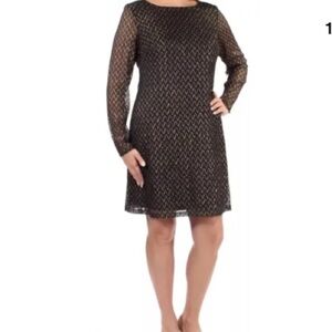 American Living Black Gold Glitter Metallic Dress